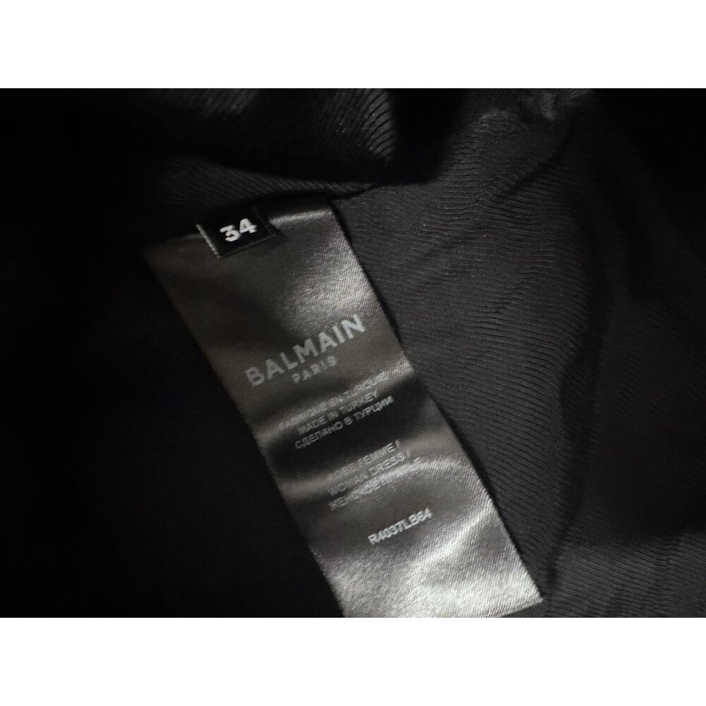 BALMAIN Buttoned Leather Mini Dress Noir Black - Picture 7 of 9